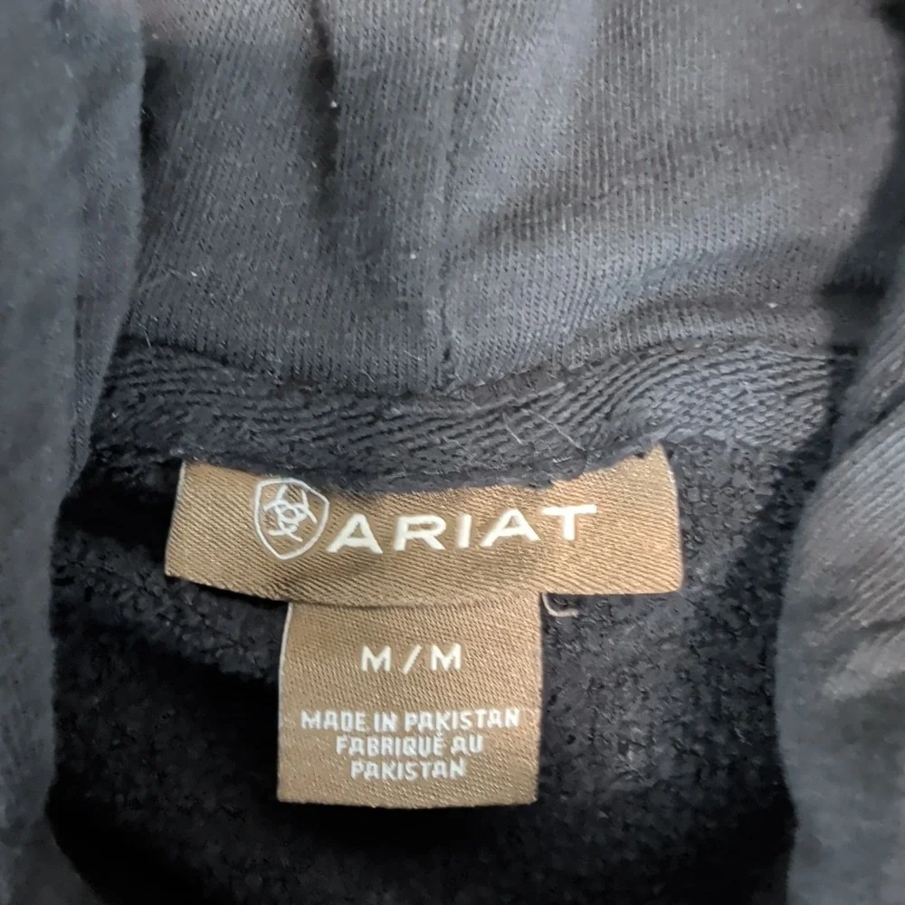 Ariat Western Americana Flag Graphic Hoodie Men Medium Black Pullover Sweatshirt